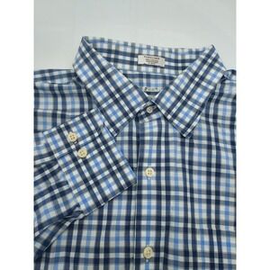 Peter Millar Checkered Button Down Shirt, Long Sleeve, Cotton, Extra Large